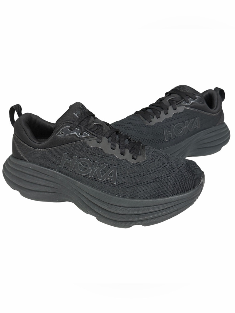 Hoka Bondi 8 Wide Black/Black Women's Athletic Running Shoes Sneakers Size 8D
